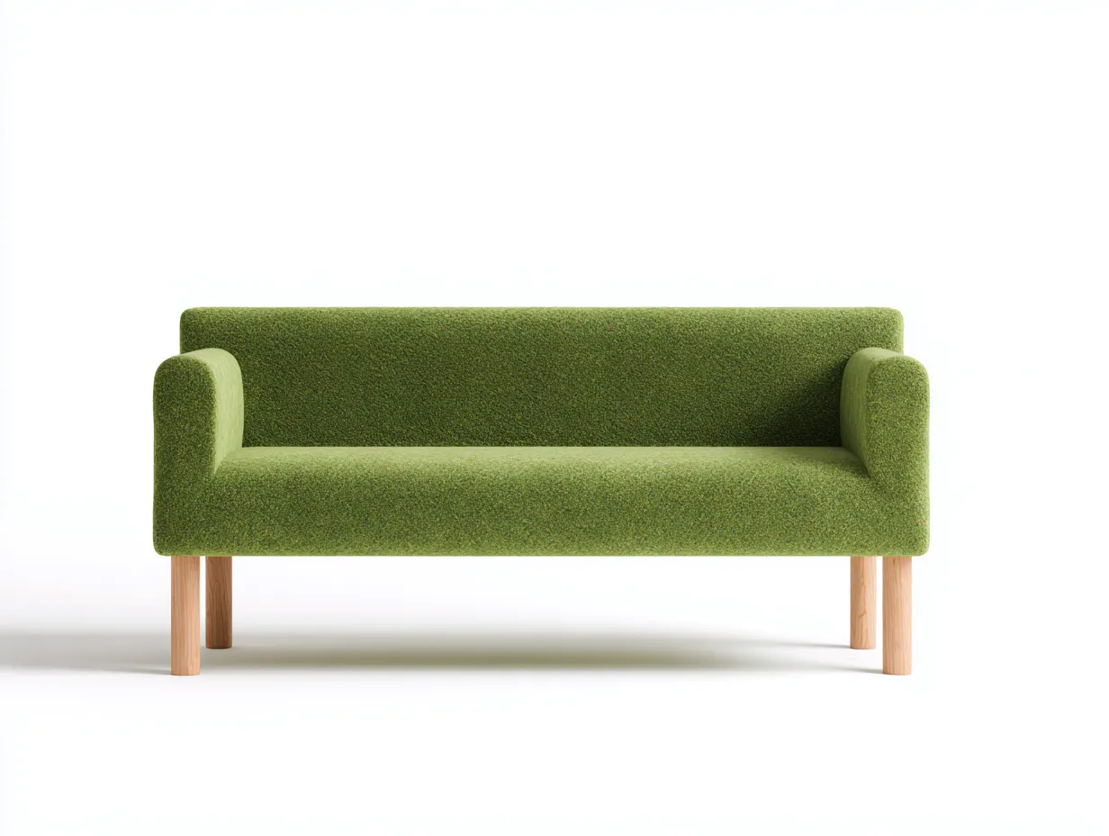 Sofá de tres plazas 218x82x78 cm - tejido verde oliva para salón - brazos redondeados y patas de madera-Oakgoly