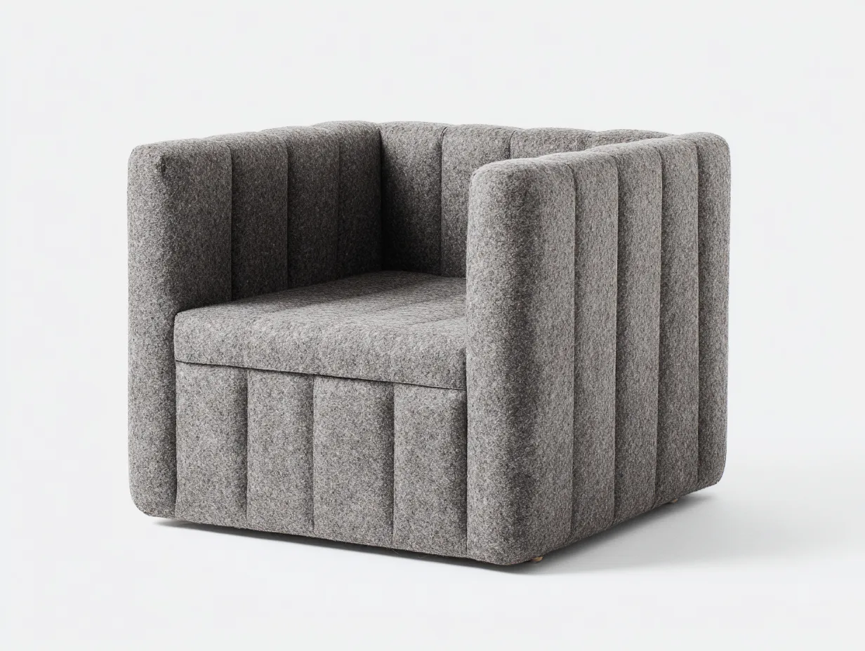 Sillón 80x78x74 cm - tejido gris topo - para salón - con laterales acanalados-Oakgoly