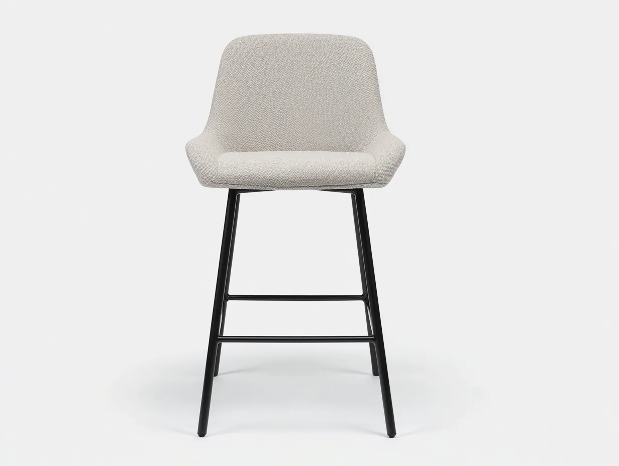 Taburete de bar 53x54x101 cm - beige y negro - asiento tapizado con brazos - diseño moderno para comedor-Oakgoly