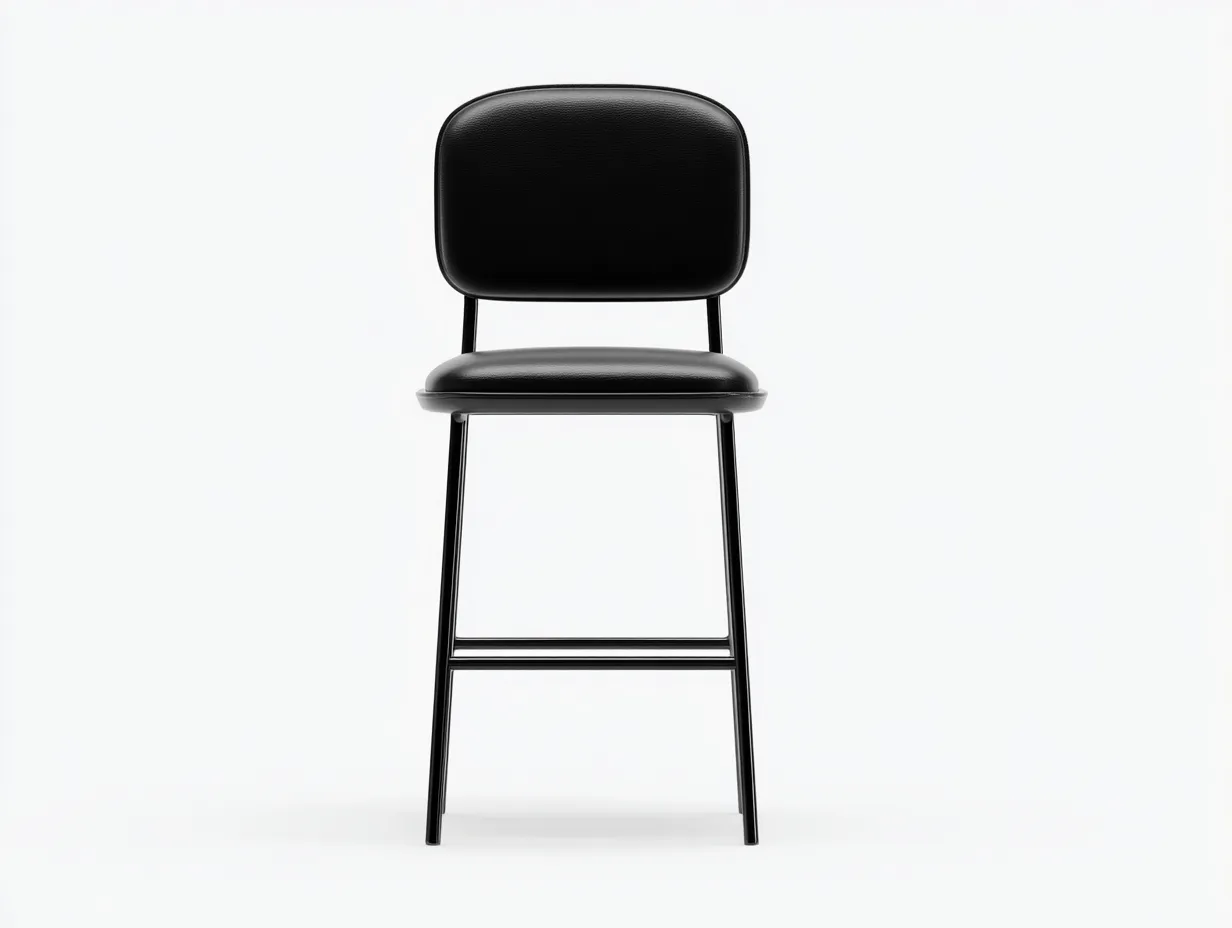 Taburete de bar 46x49x103 cm - negro - tapizado sintético con patas metálicas - estilo contemporáneo para comedor-Oakgoly