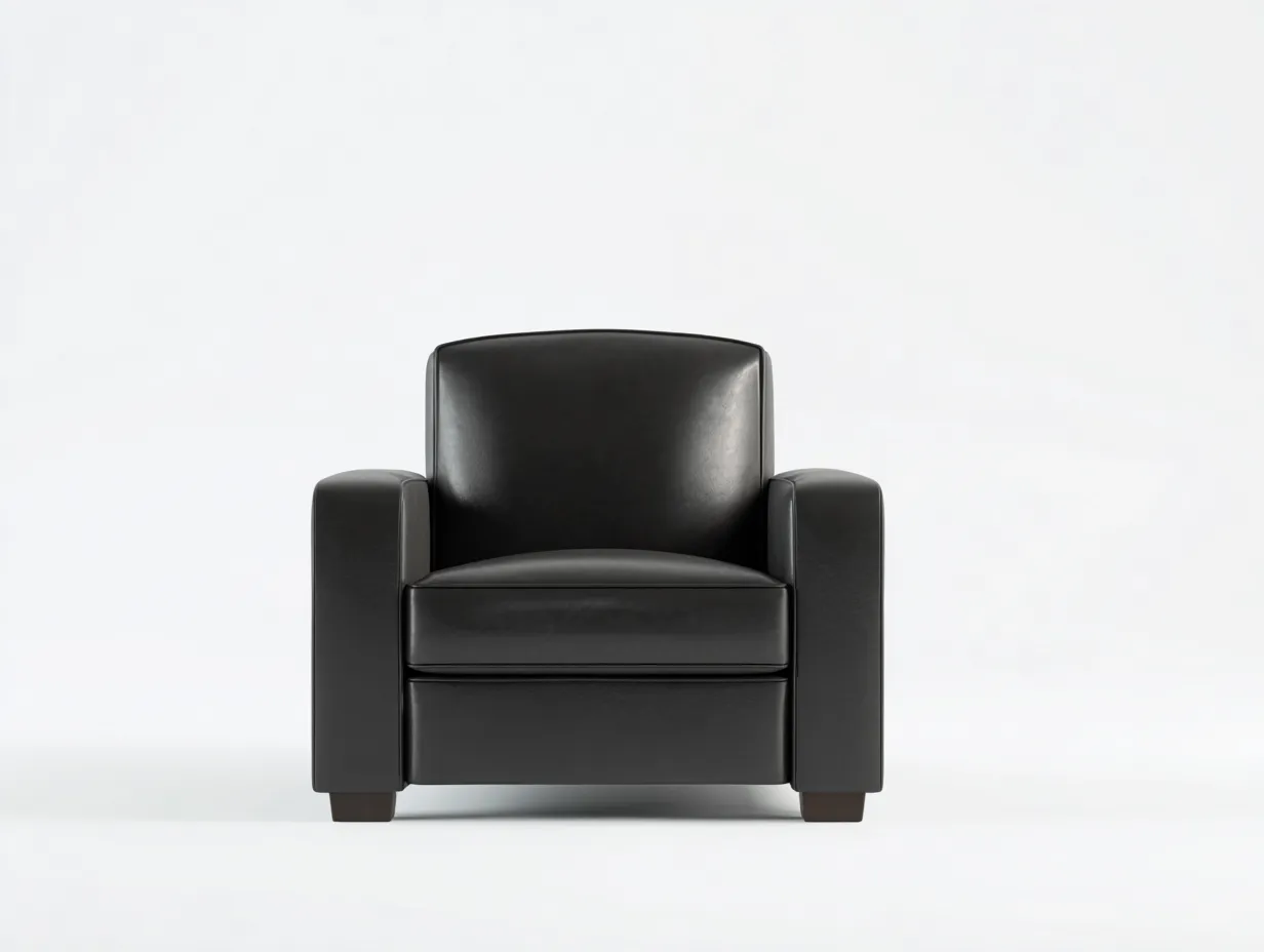 Sillón 79x83x85 cm - piel sintética negra - para salón - diseño recto contemporáneo-Oakgoly