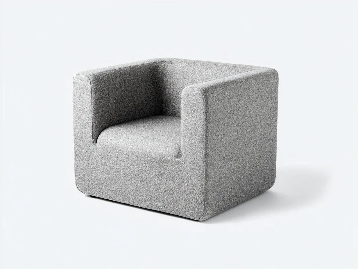 Sillón 78x76x70 cm - tejido gris claro - para salón - forma cúbica compacta-Oakgoly