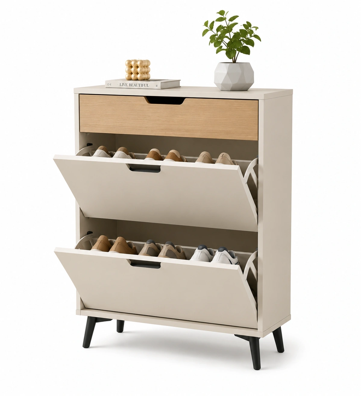 Zapatero compacto con tres niveles y caj�n superior-ardenlivo
