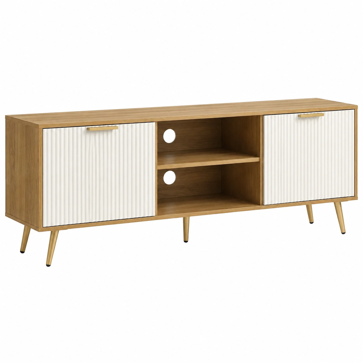 Mueble TV Roble y blanco-meubariox