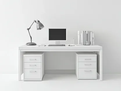 Bureau - MDF - 150x65x76 cm - blanc - design minimaliste-Bambooupmart