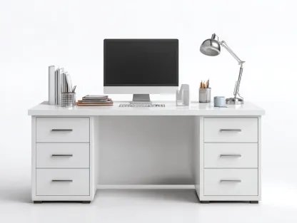 Bureau - bois MDF-métal - 165x72x76 cm - blanc-argenté - style moderne-Bambooupmart