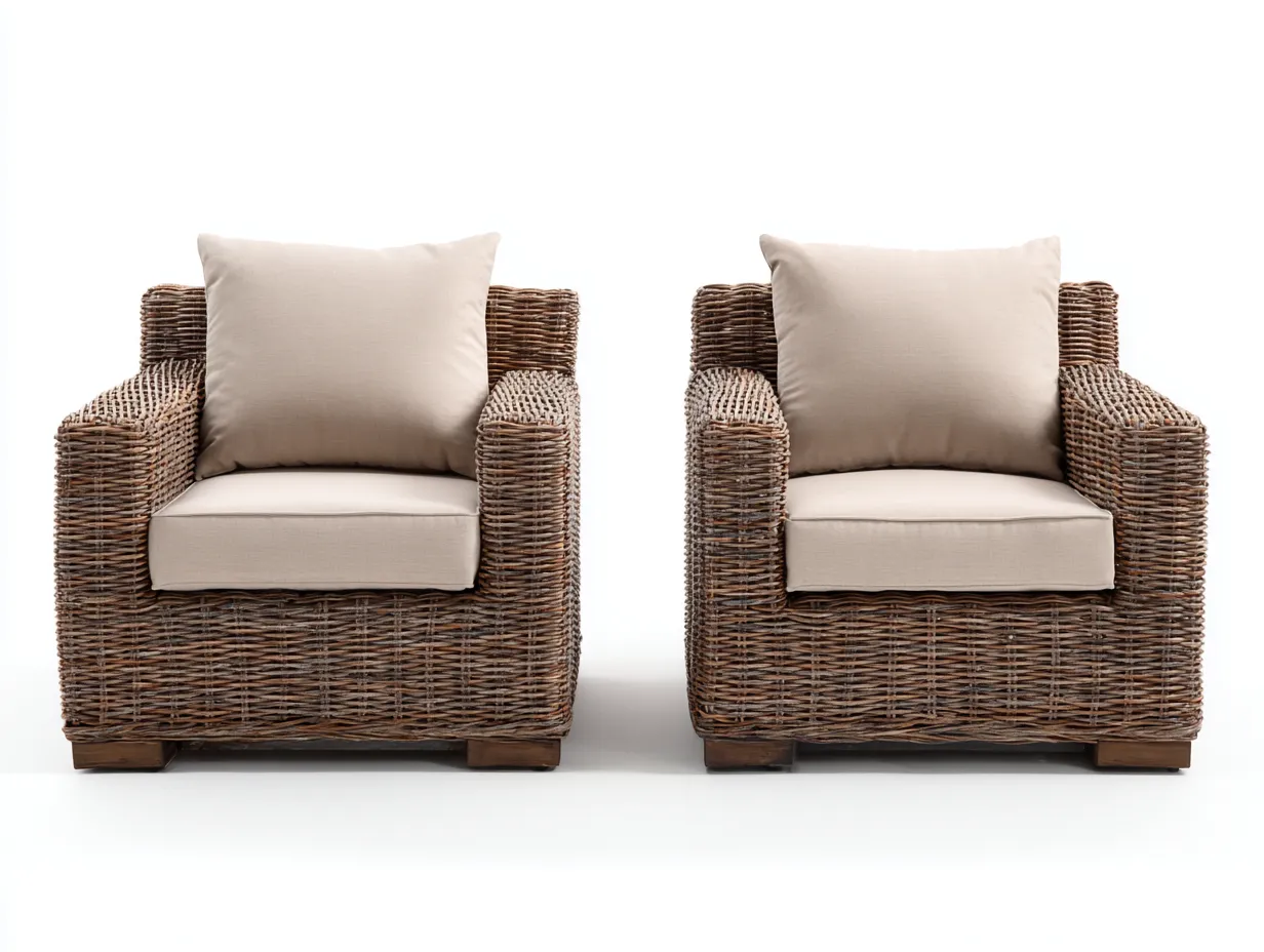 Canapé de jardin-résine tressée-tissu-82 x 78 x 86 cm-brun-beige-style naturel-Bambooupmart