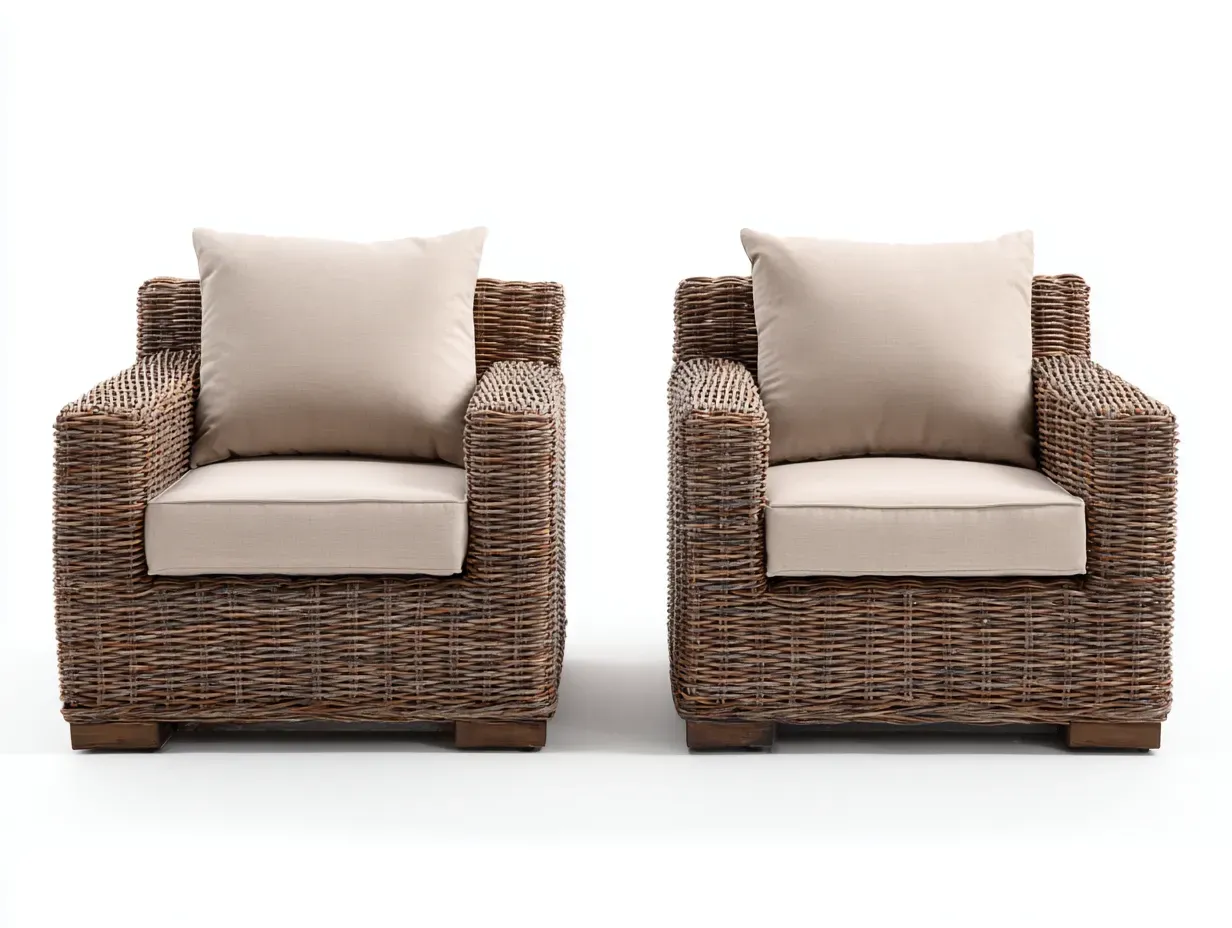 Canapé de jardin-résine tressée-tissu-82 x 78 x 86 cm-brun-beige-style naturel-Bambooupmart