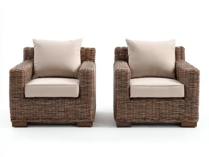 Canapé de jardin-résine tressée-tissu-82 x 78 x 86 cm-brun-beige-style naturel-Bambooupmart