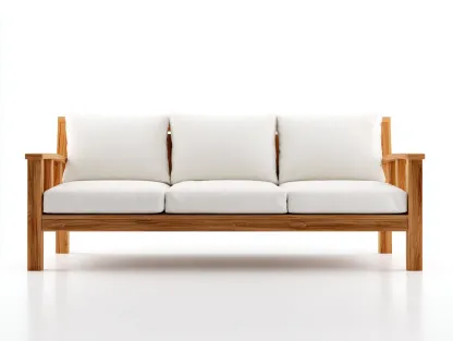 Canapé de jardin-bois-tissu-210 x 82 x 78 cm-brun-blanc-style contemporain-Bambooupmart