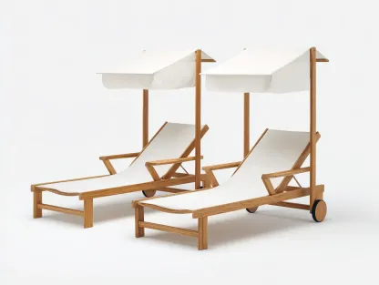 Bains de soleil - bois massif-tissu-201 x 147 x 206 cm - marron-blanc - style extérieur moderne-Bambooupmart