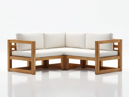 Canapé de jardin-bois-tissu-176 x 176 x 74 cm-brun-blanc-style contemporain-Bambooupmart