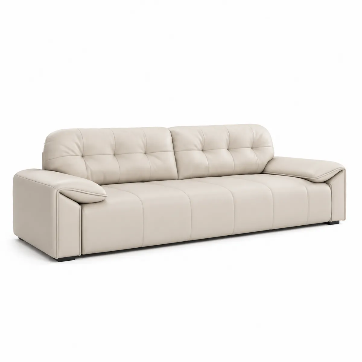 Skórzana sofa trzyosobowa kremowa 220x95x85 cm