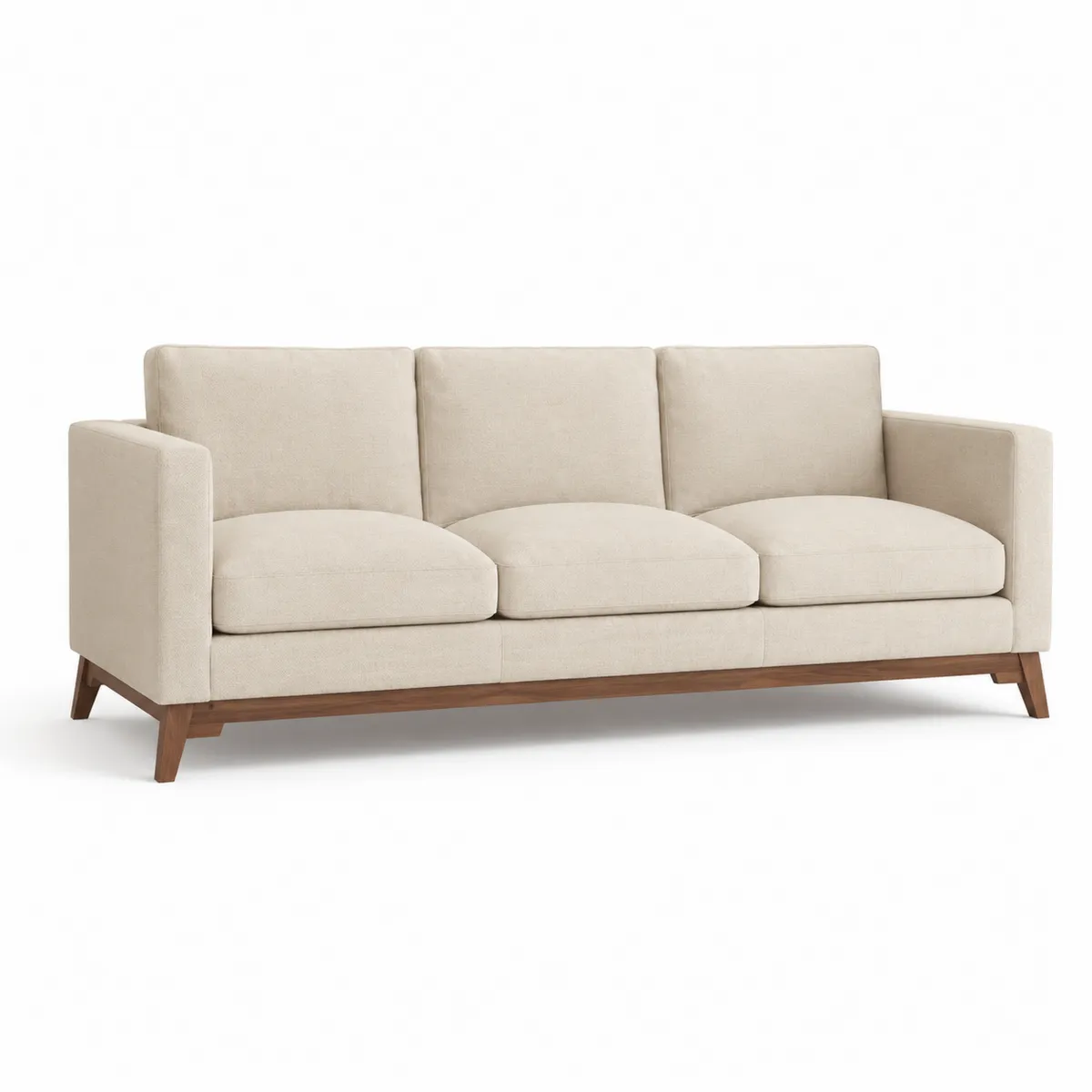Trzyosobowa sofa z tkaniny i drewna