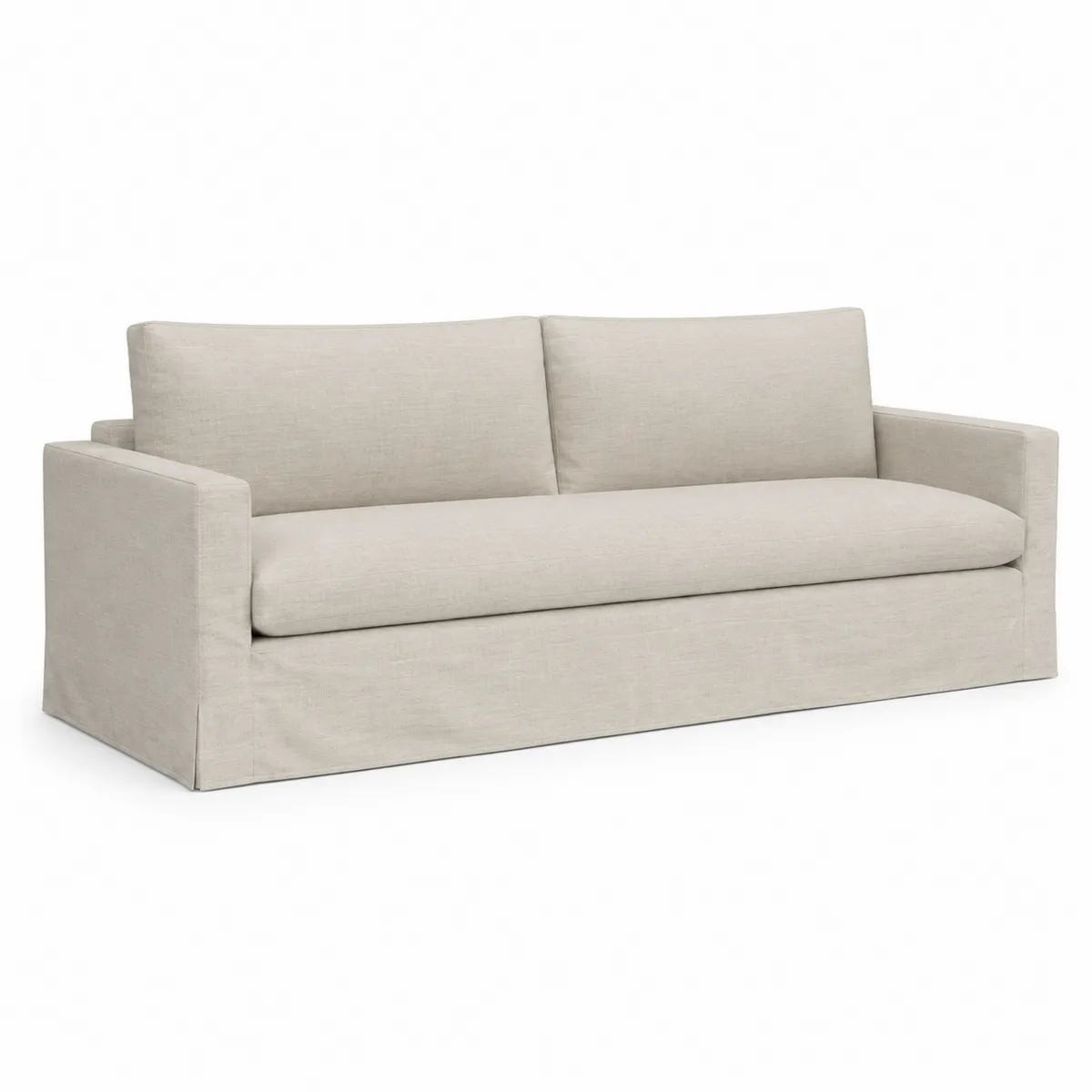 Trzyosobowa sofa z tkaniny lnianej Kremowy