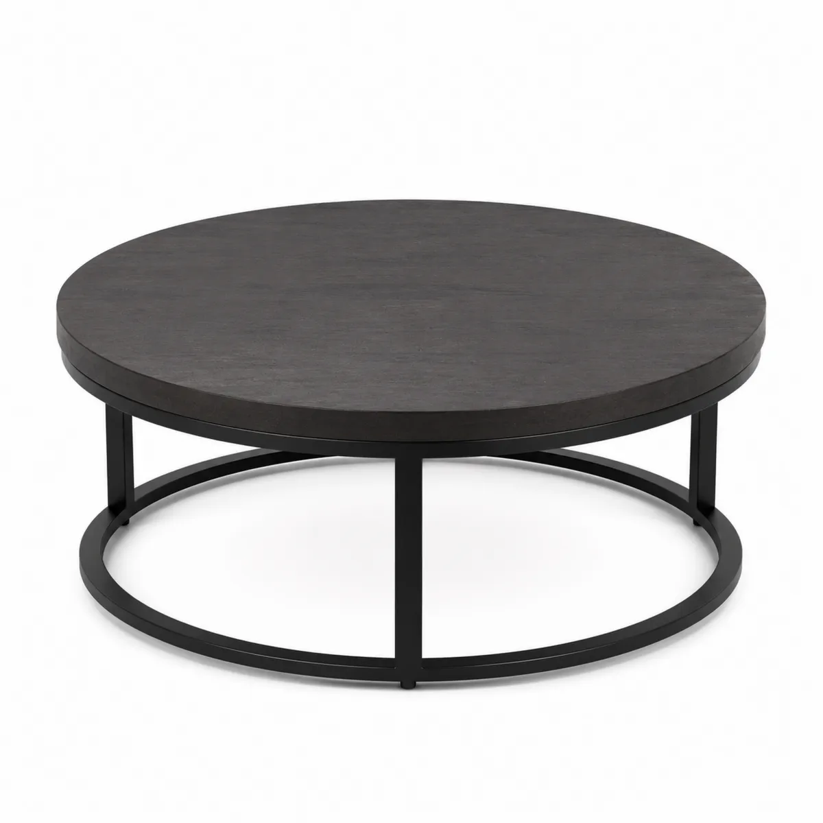 Okrągły stolik kawowy 80 cm MDF i metal Czarny