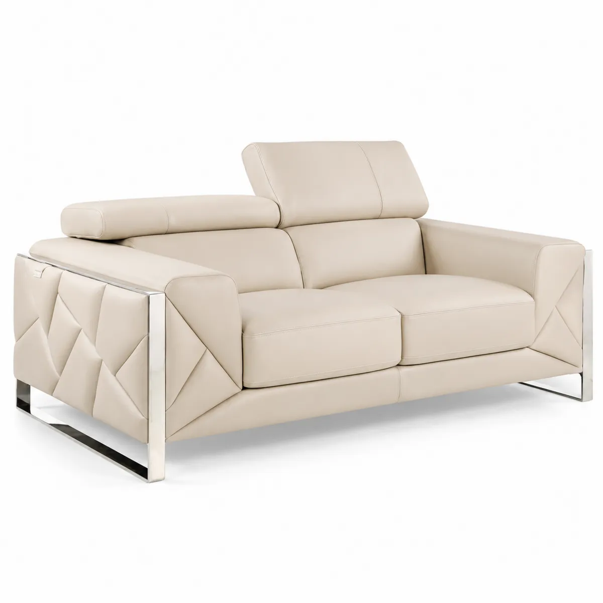 Sofa dwuosobowa z tapicerką skórzaną i metalowymi nogami