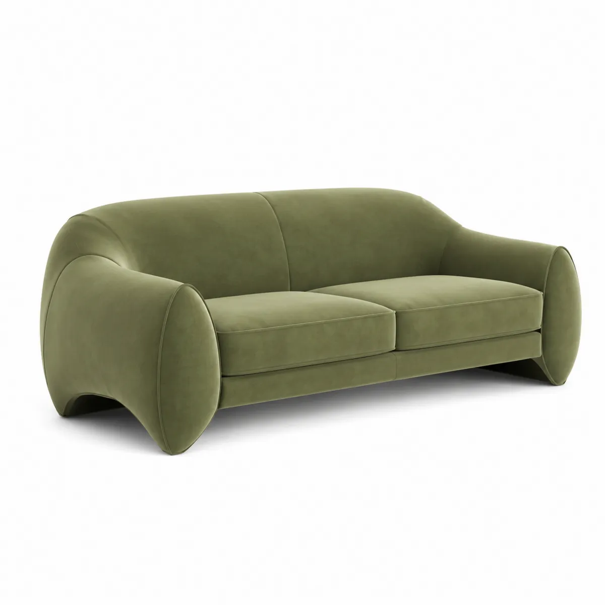 Sofa trzyosobowa welurowa zielona 230 cm