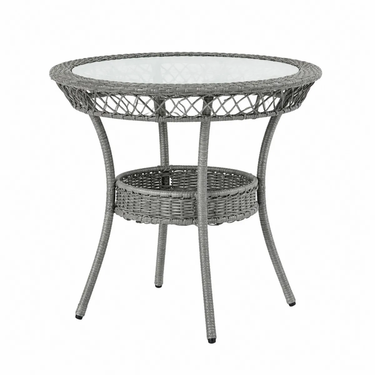 Okrągły stół ogrodowy z plecionki technorattanowej, szkło hartowane 5 mm, 90 cm