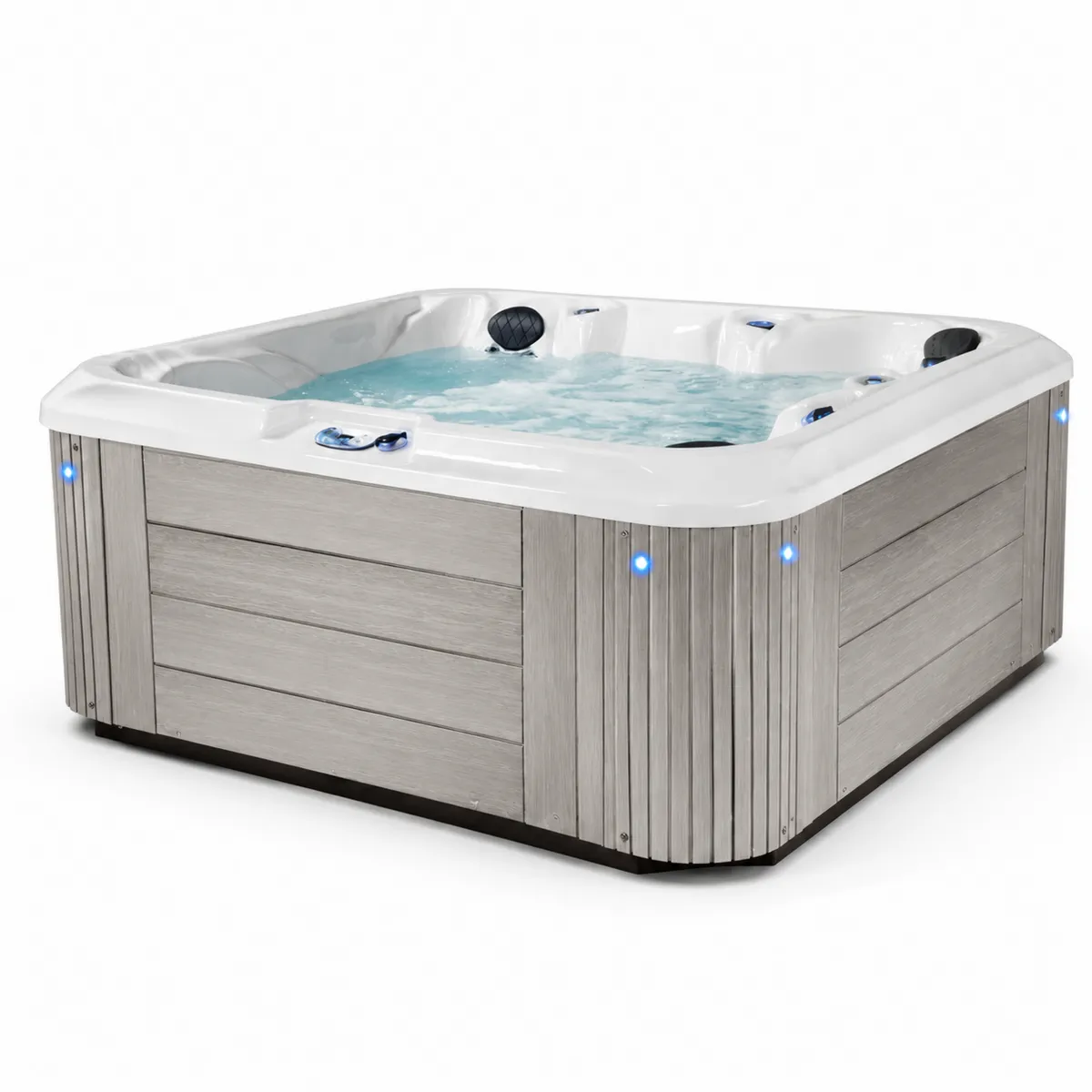 Whirlpool für 6 Personen, Acryl, Aluminium, Weiß/Grau-Xelvortiqo
