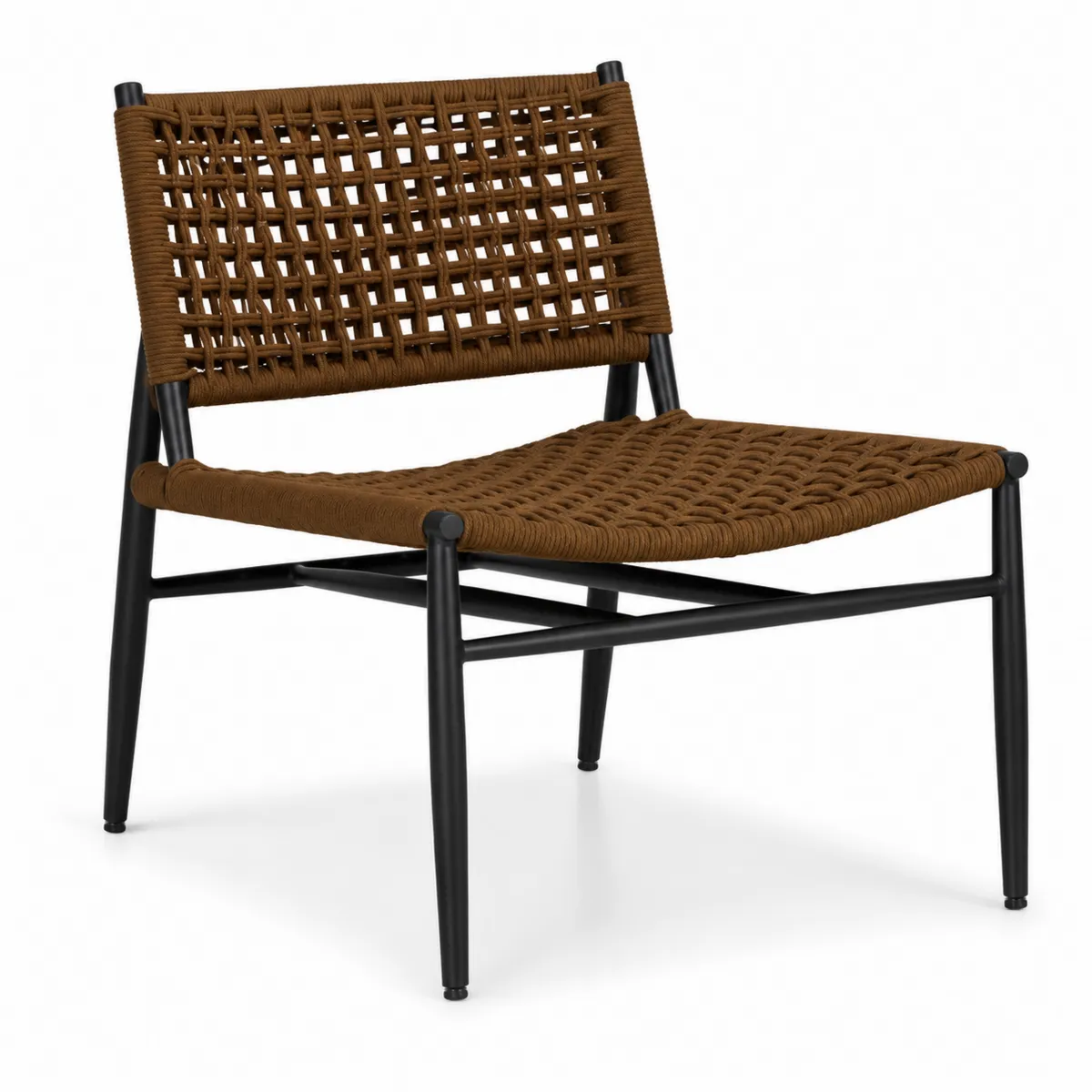 Outdoor-Stuhl Stahl Braun Kunststoffseil-Xelvortiqo