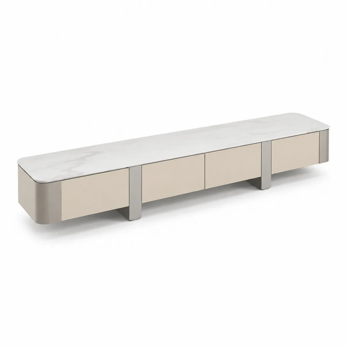 TV-Lowboard mit Marmoreffekt und Edelstahl 255x45x40 cm-Xelvortiqo
