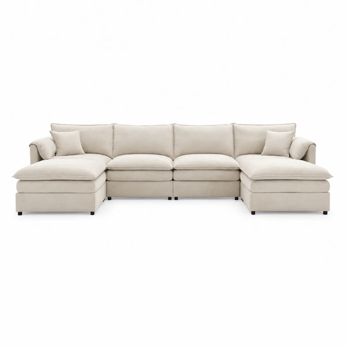 Modulares L-förmiges Sofa aus Stoff Beige 300x90x80 cm-Xelvortiqo