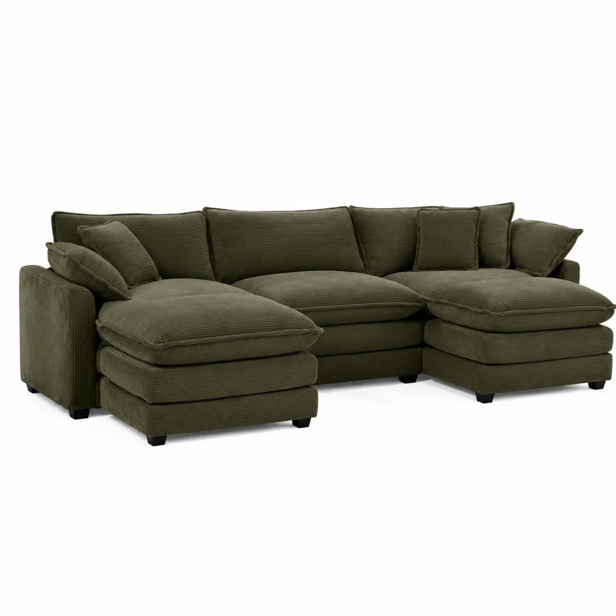Modulares Ecksofa mit Chaiselongue, Kord, Olivgrün-Xelvortiqo