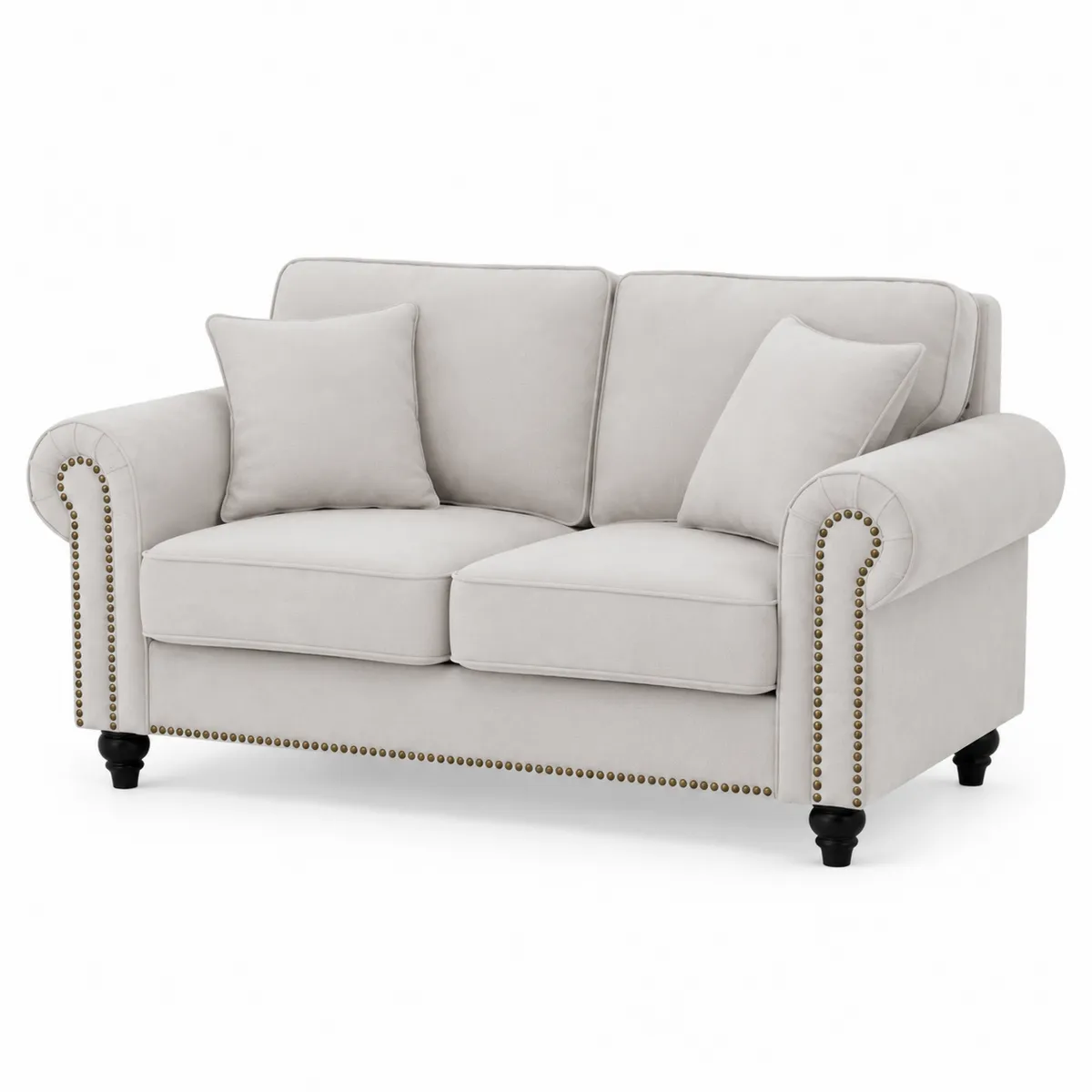Zweisitzer Sofa Mikrofaser Beige mit Kissen-Xelvortiqo