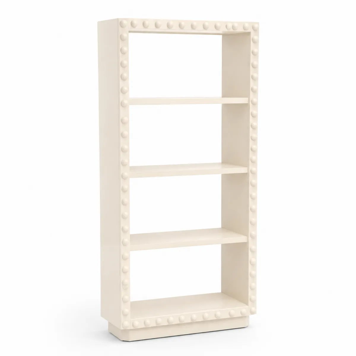 Regal mit Nieten-Design aus MDF Cremeweiß 4 Ebenen 180x90x30 cm-Xelvortiqo