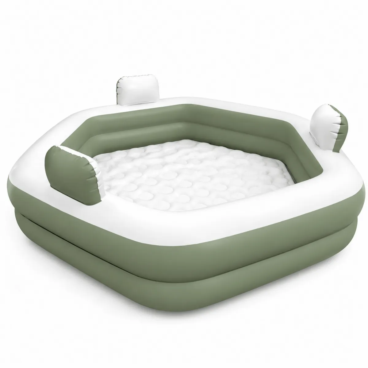 Aufblasbares PVC-Pool Sechseck 200 cm x 180 cm x 60 cm Grün/Weiß-Xelvortiqo