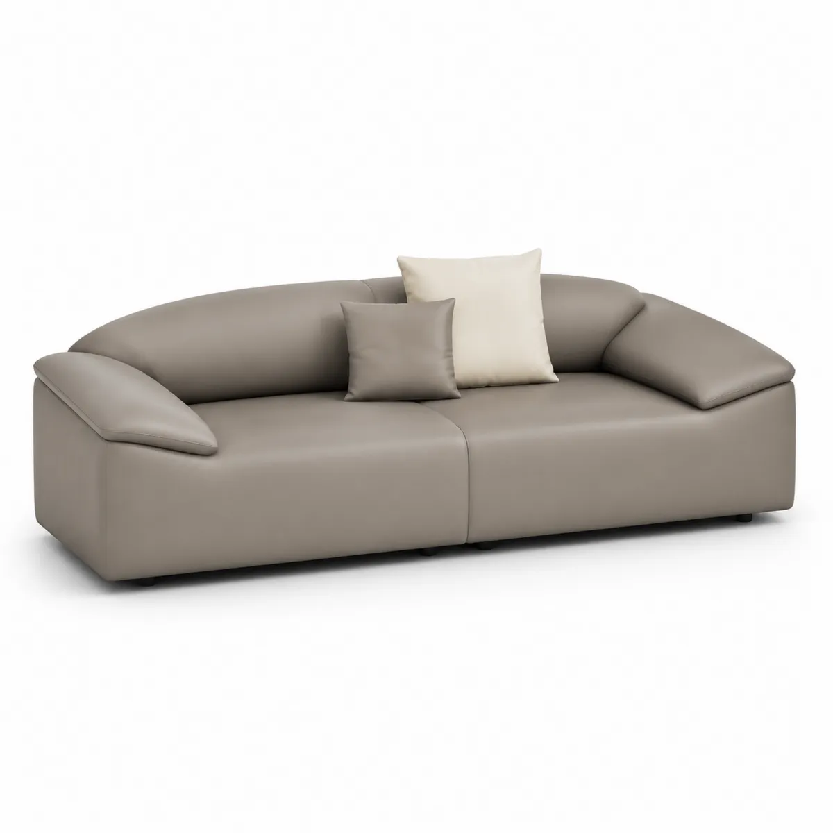 2-Sitzer Sofa Kunstleder Beige mit Kissen-Xelvortiqo
