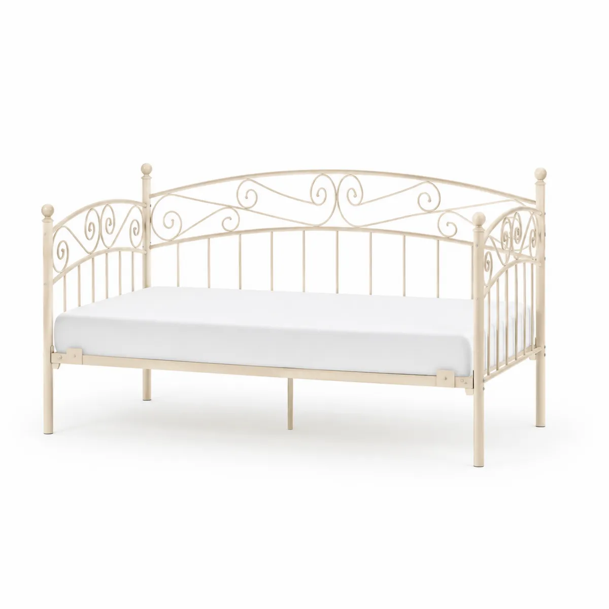 Metall Tagesbett Creme 90x200 cm-Xelvortiqo