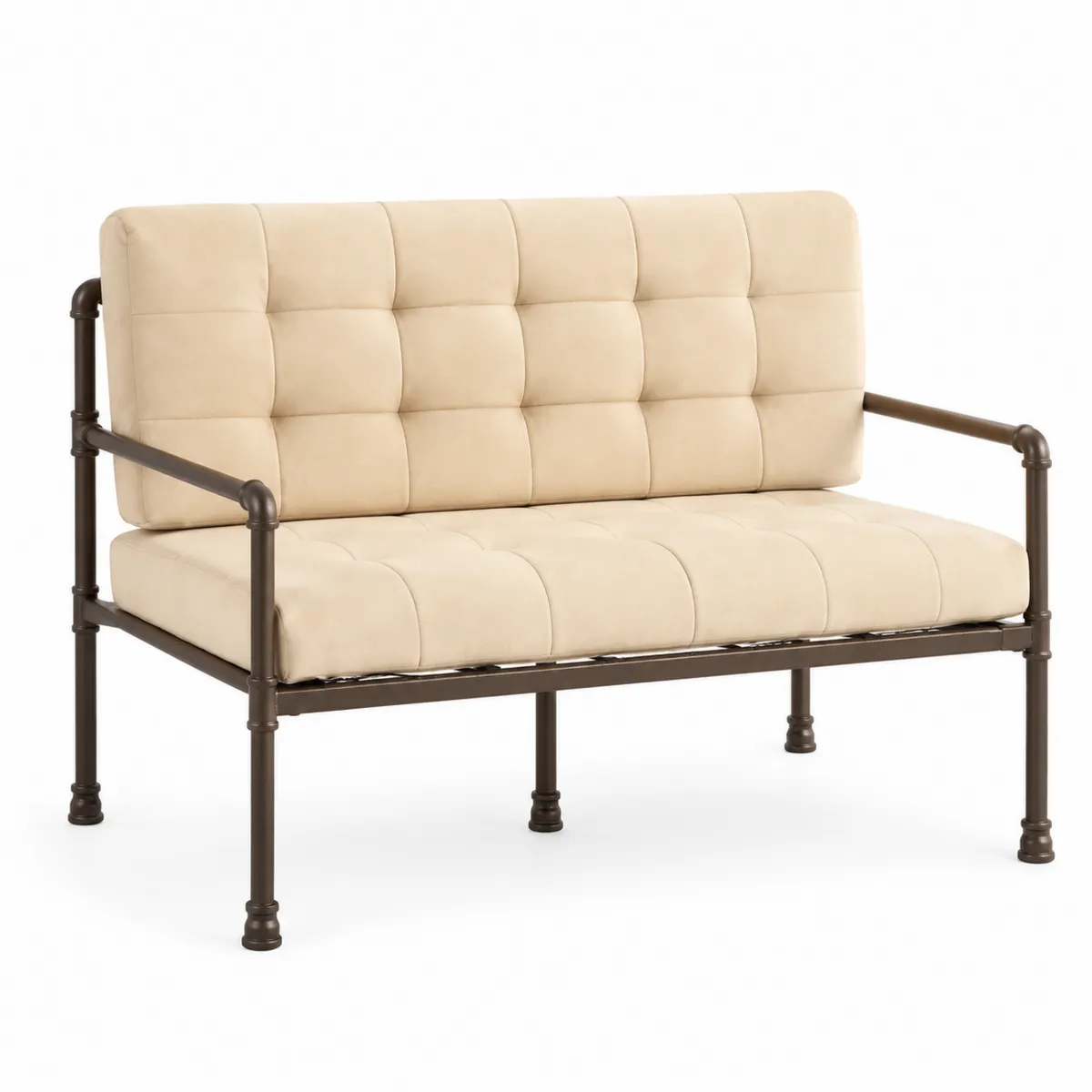 2-Sitzer Sofa Beige Stahlrahmen Polyester-Xelvortiqo