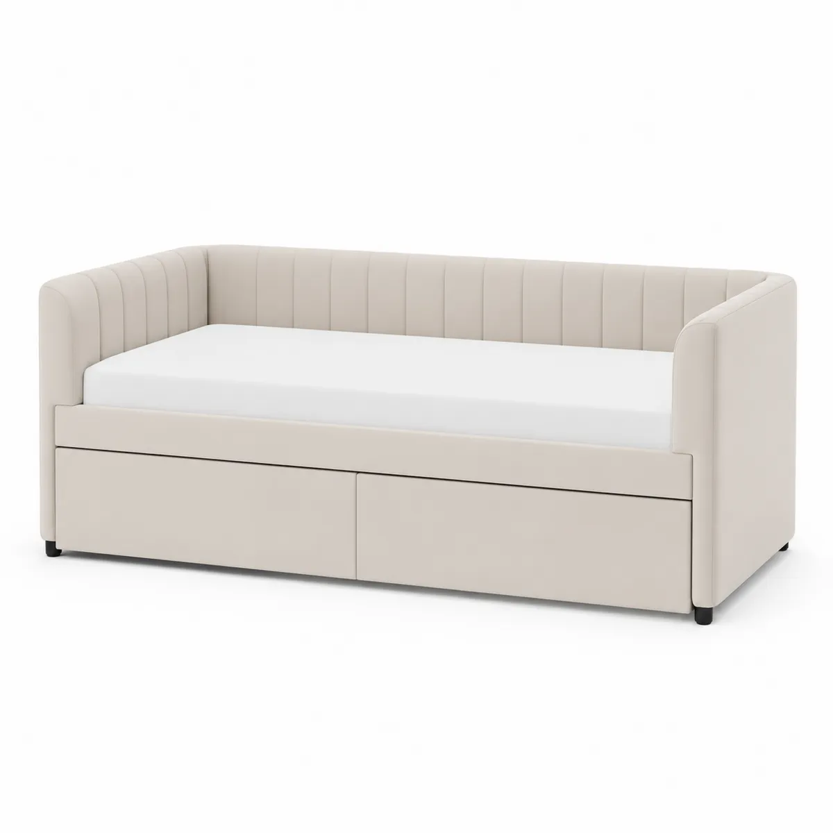 Tagesbett mit Schubladen Kunstleder Beige 200x90 cm-Xelvortiqo
