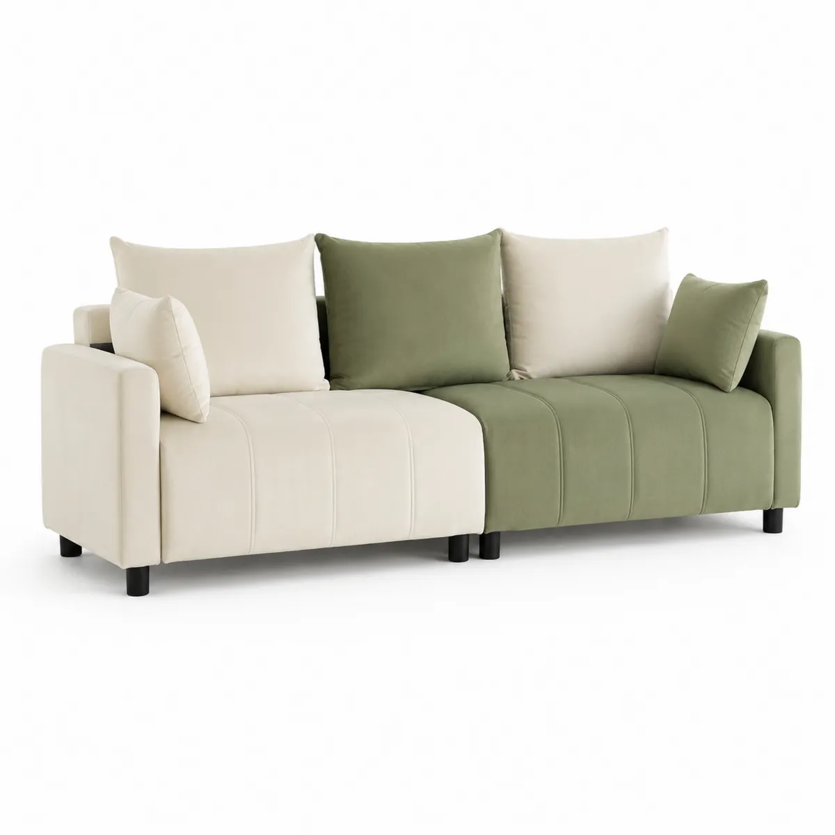 Modulares Sofa 2-Sitzer Samt Beige/Grün 200cm-Xelvortiqo