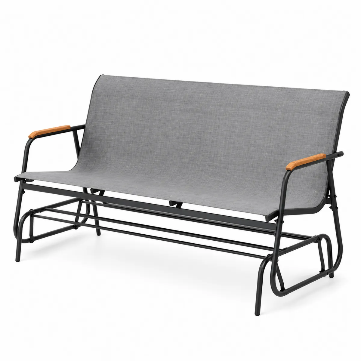 Outdoor-Bank mit Stahlrahmen und Polyestergewebe 150 cm Grau-Xelvortiqo