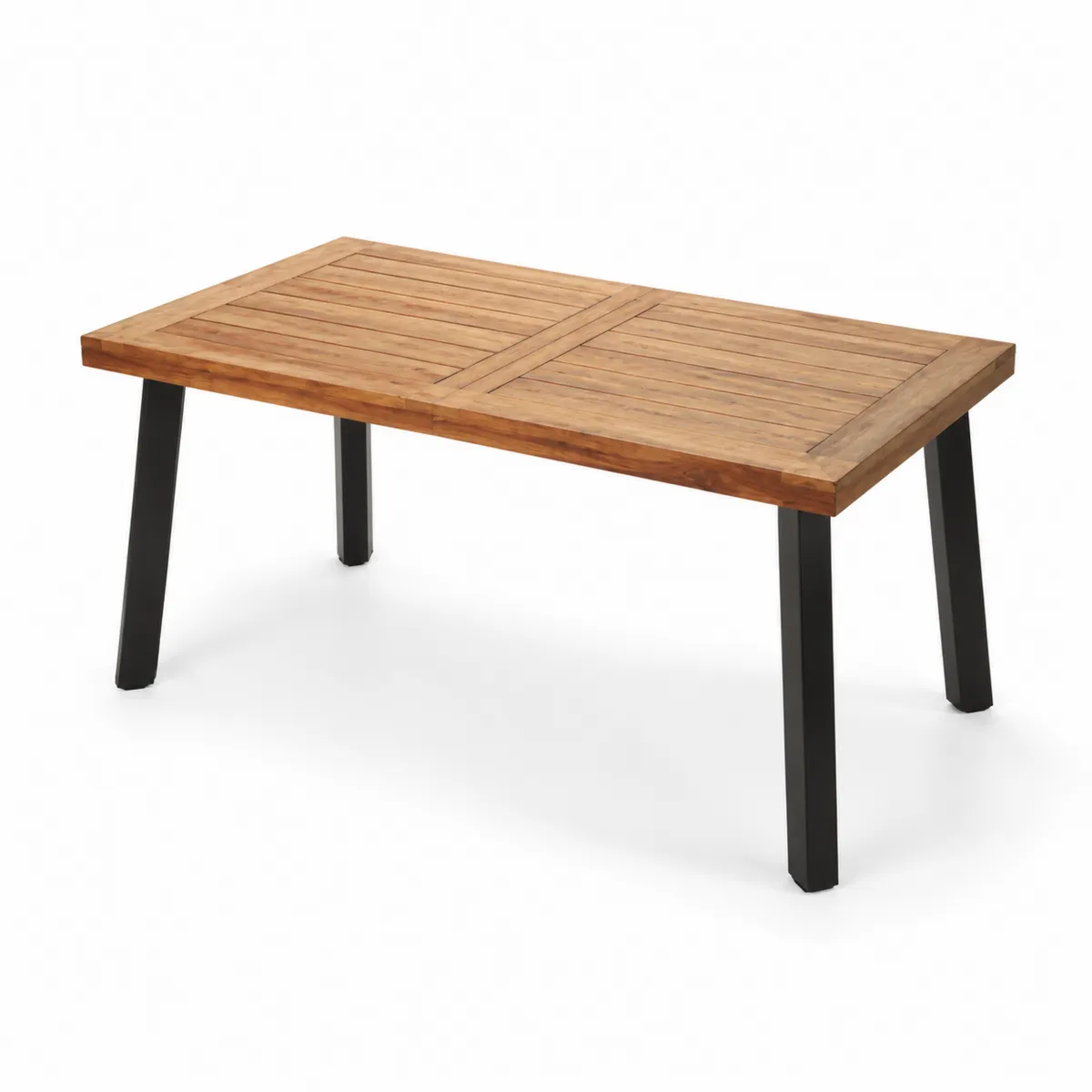 Holz-Metall Gartentisch 180x90 cm Braun/Schwarz