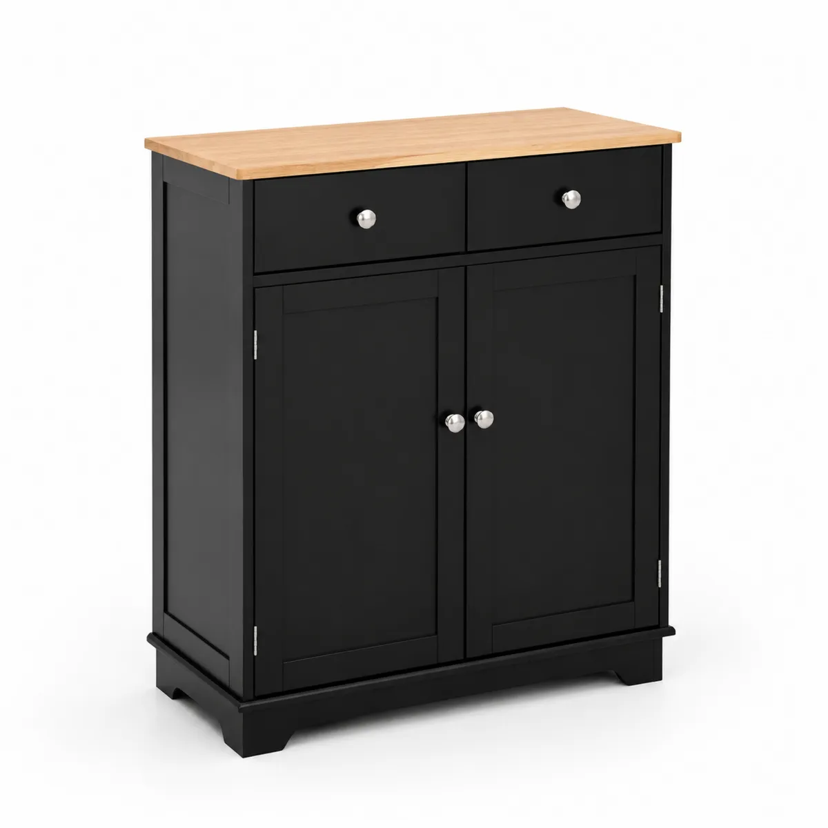 Schwarze MDF und Holz Kommode mit Schubladen und Türen 90x80x30cm