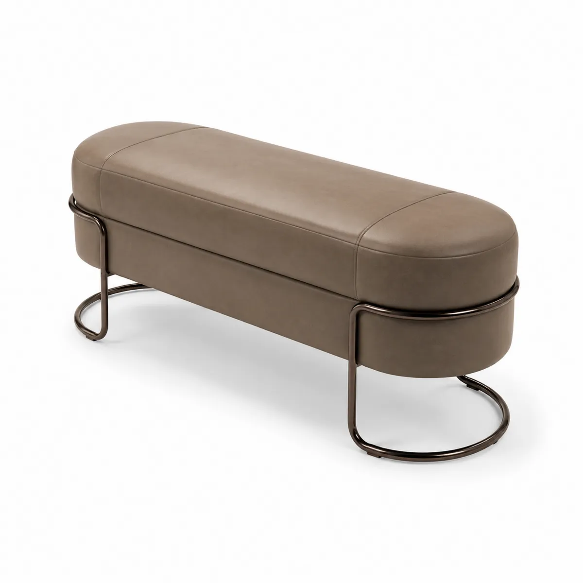 Bank Kunstleder Beige Metall