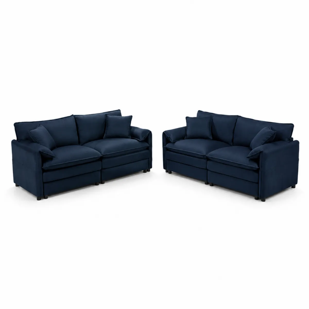 2-teiliges Sofa-Set Dunkelblau Polyester