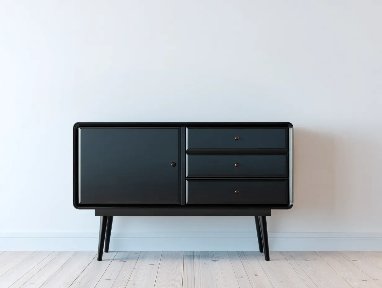 Meuble d'entrée - bois-métal - 132 x 40 x 72 cm - noir - style moderne compact-Nookgethub