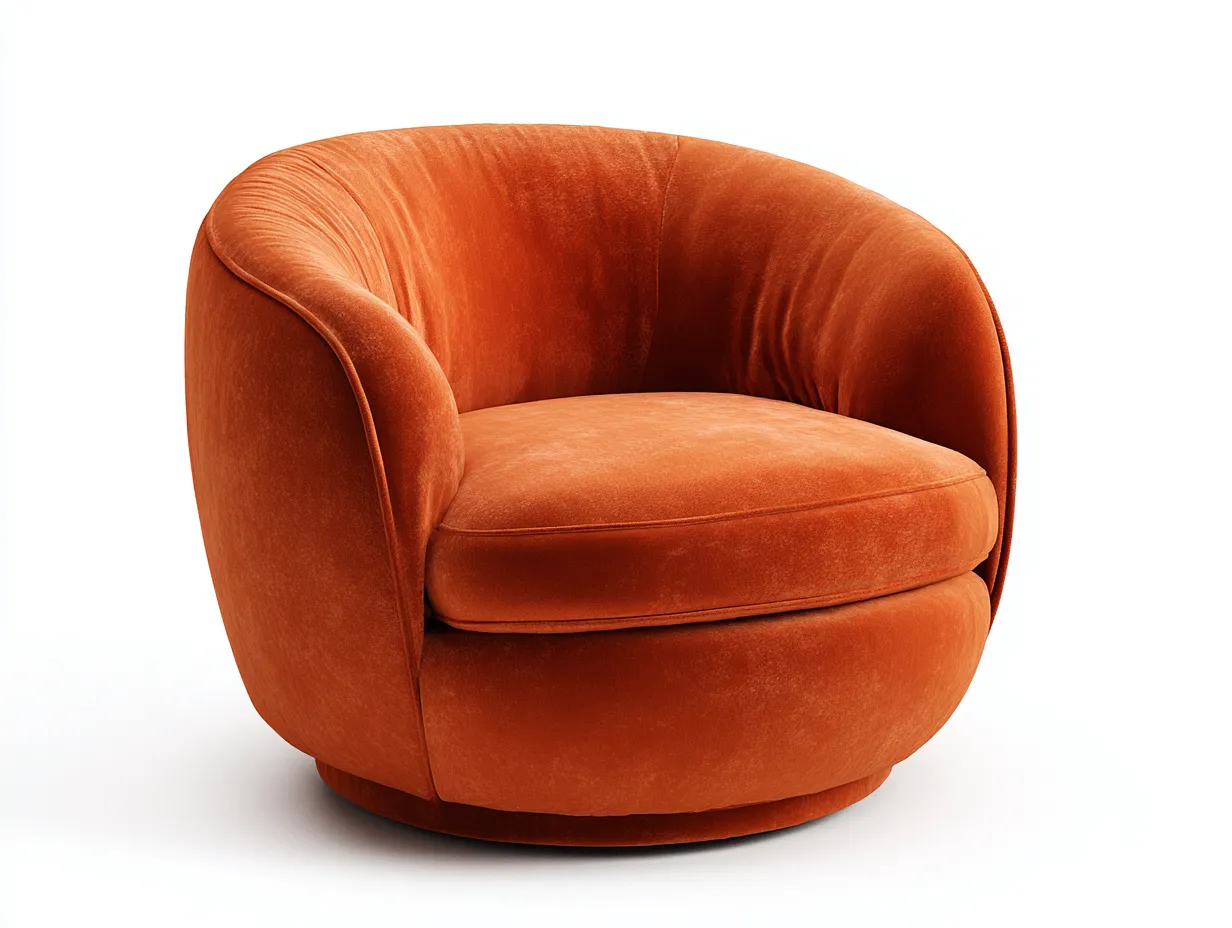 Sessel Samtoptik 84x80x75 cm - Rostorange - Wohnzimmer-Sessel mit runder Loungeform-Cozymyio