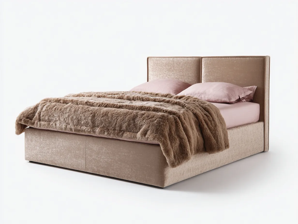 Doppelbett 216x168x110 cm - Taupe - für das Schlafzimmer - weich gepolsterte Form-Cozymyio