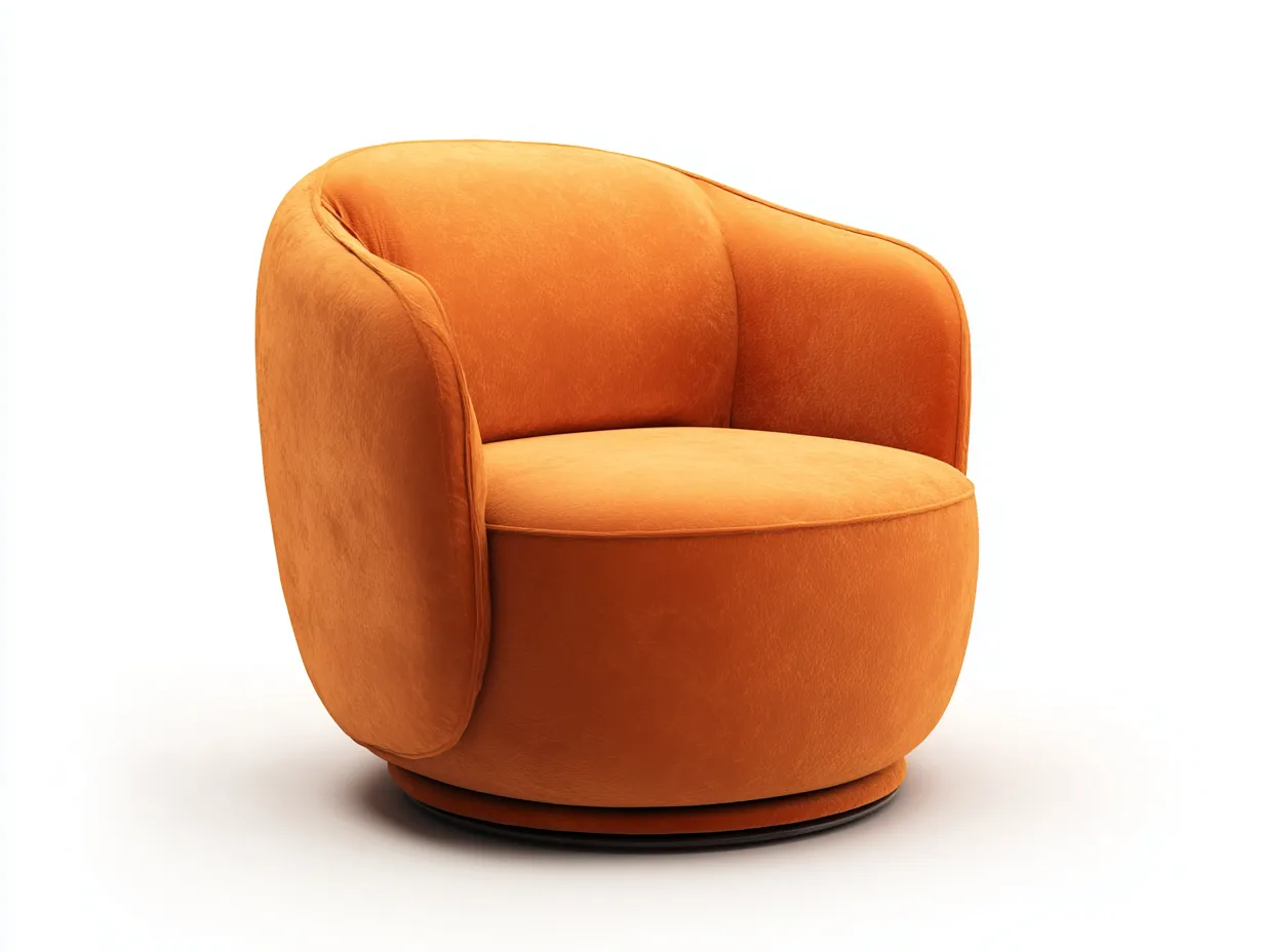 Sessel Veloursoptik 82x79x74 cm - Kürbisorange - Wohnzimmer-Sessel mit geschwungener Rückenlehne-Cozymyio
