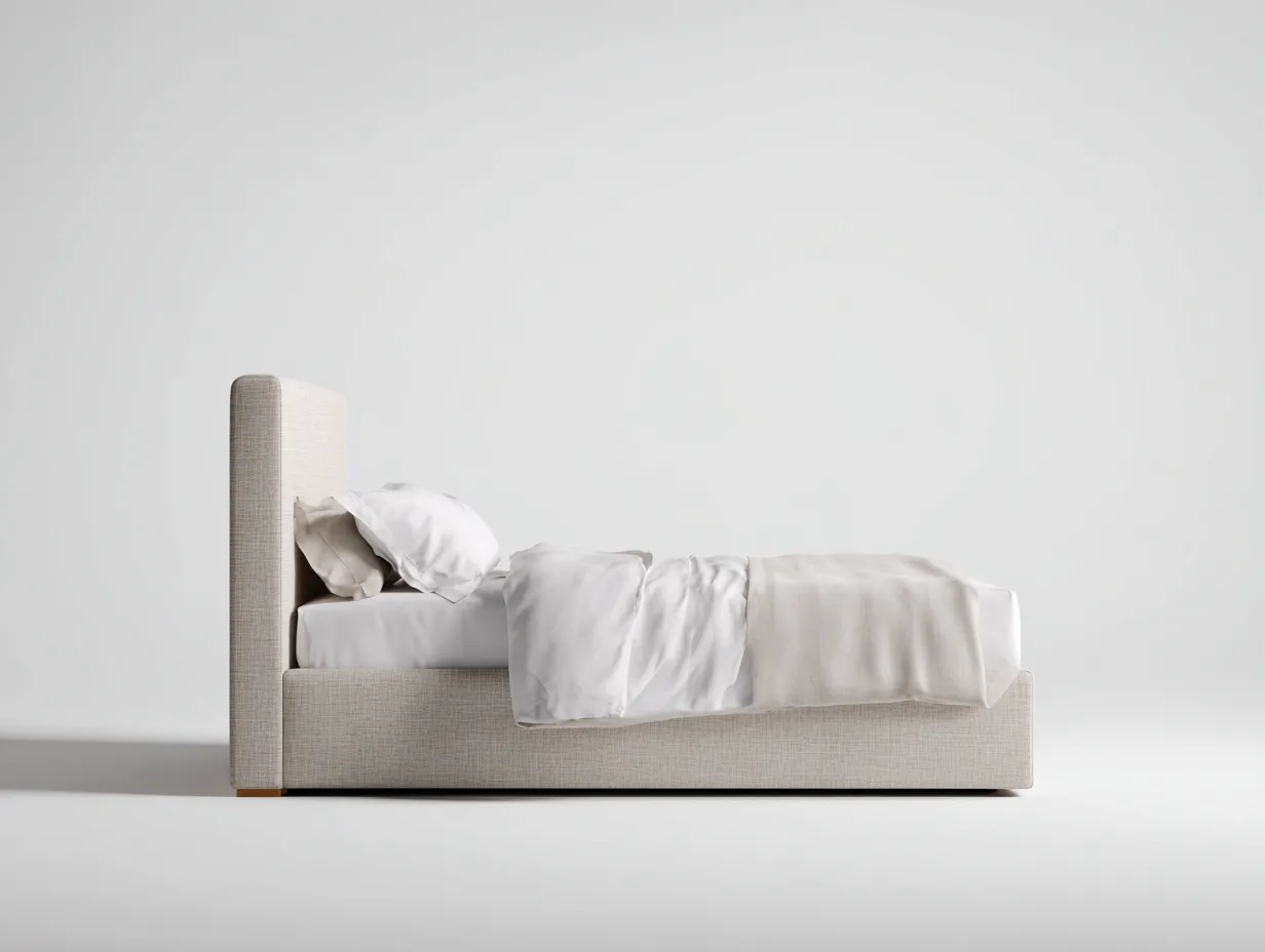 Doppelbett 218x167x110 cm - Elfenbein - für das Schlafzimmer - voll gepolstert-Cozymyio