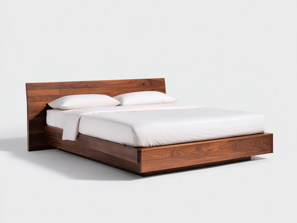 Doppelbett 214x168x102 cm - Holzoptik Walnuss - für das Schlafzimmer - breite Rückenlehne-Cozymyio