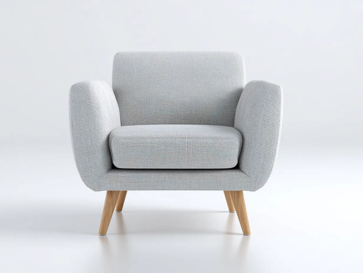 Sessel Strukturstoff 83x79x81 cm - Silbergrau und Eichefarben - Wohnzimmer-Sessel mit markanten Armlehnen-Cozymyio