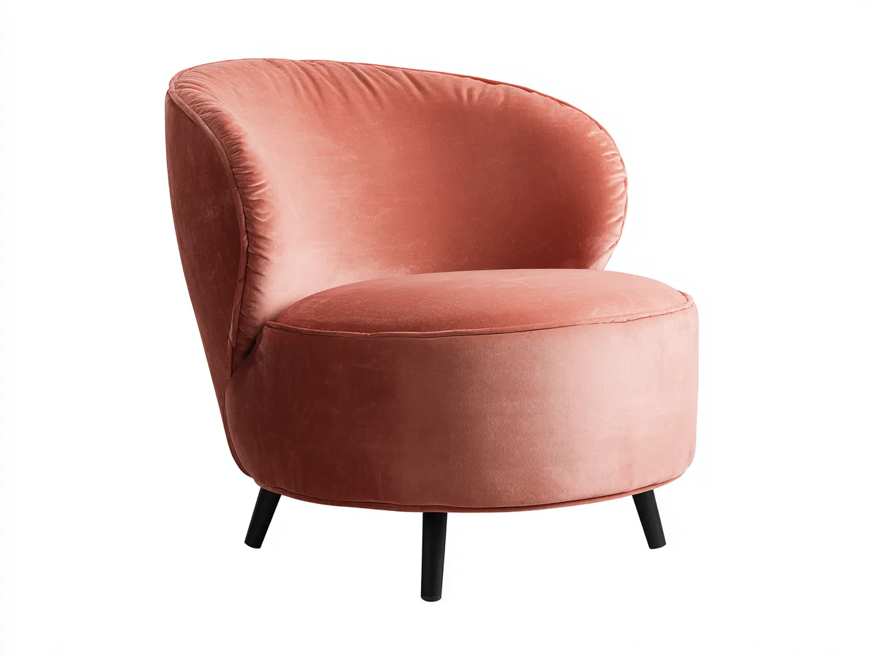 Sessel Kunstleder 88x83x75 cm - Rosé und Schwarz - Mid-Century Modern-Cozymyio