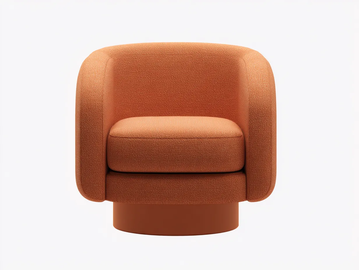 Sessel Polsterstoff 84x78x74 cm - Kupferorange - Wohnzimmer-Sessel mit rundem Sockel-Cozymyio